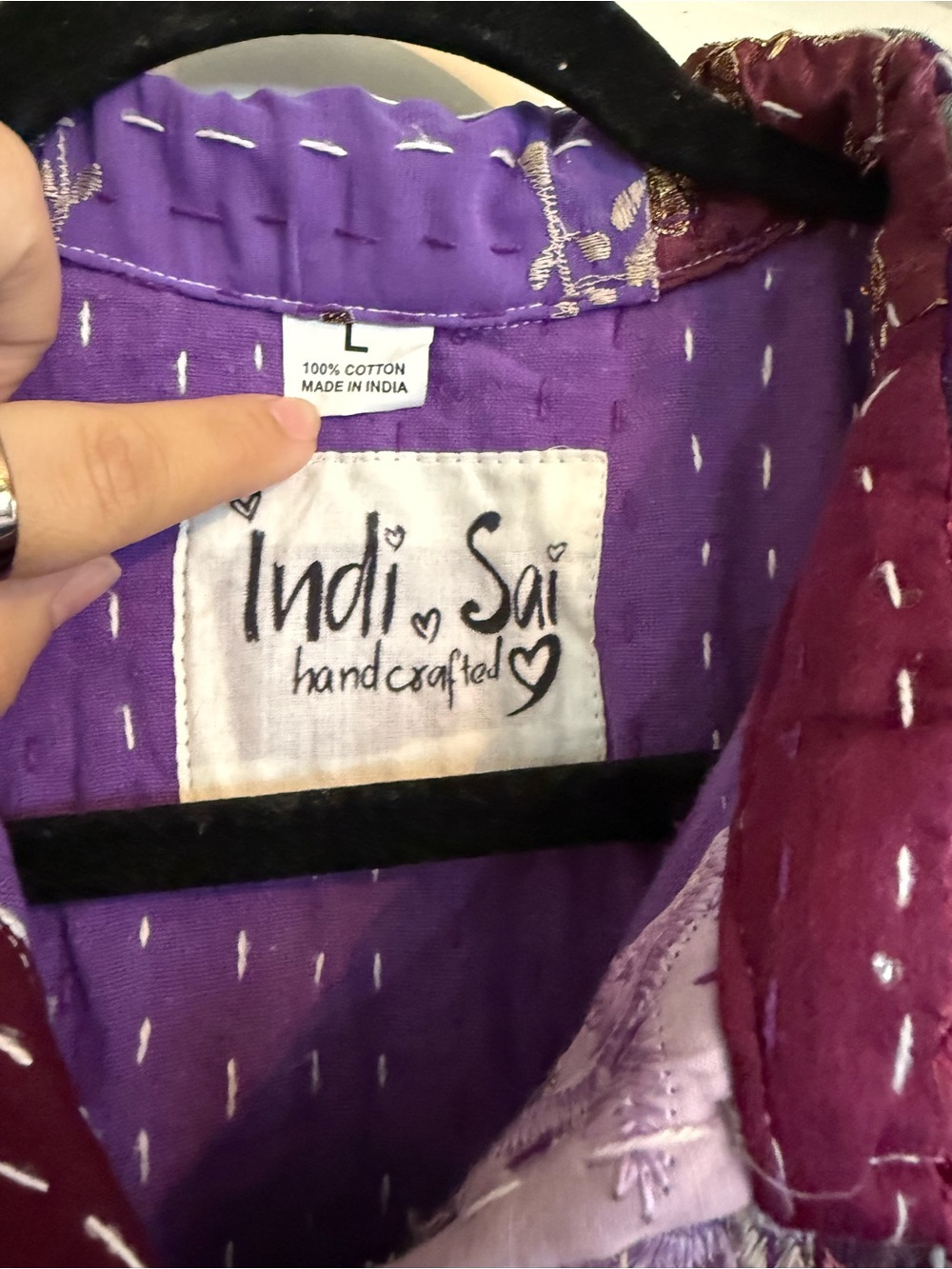 Purple Patchwork Floral Button-Front Top - Picture 2 of 6